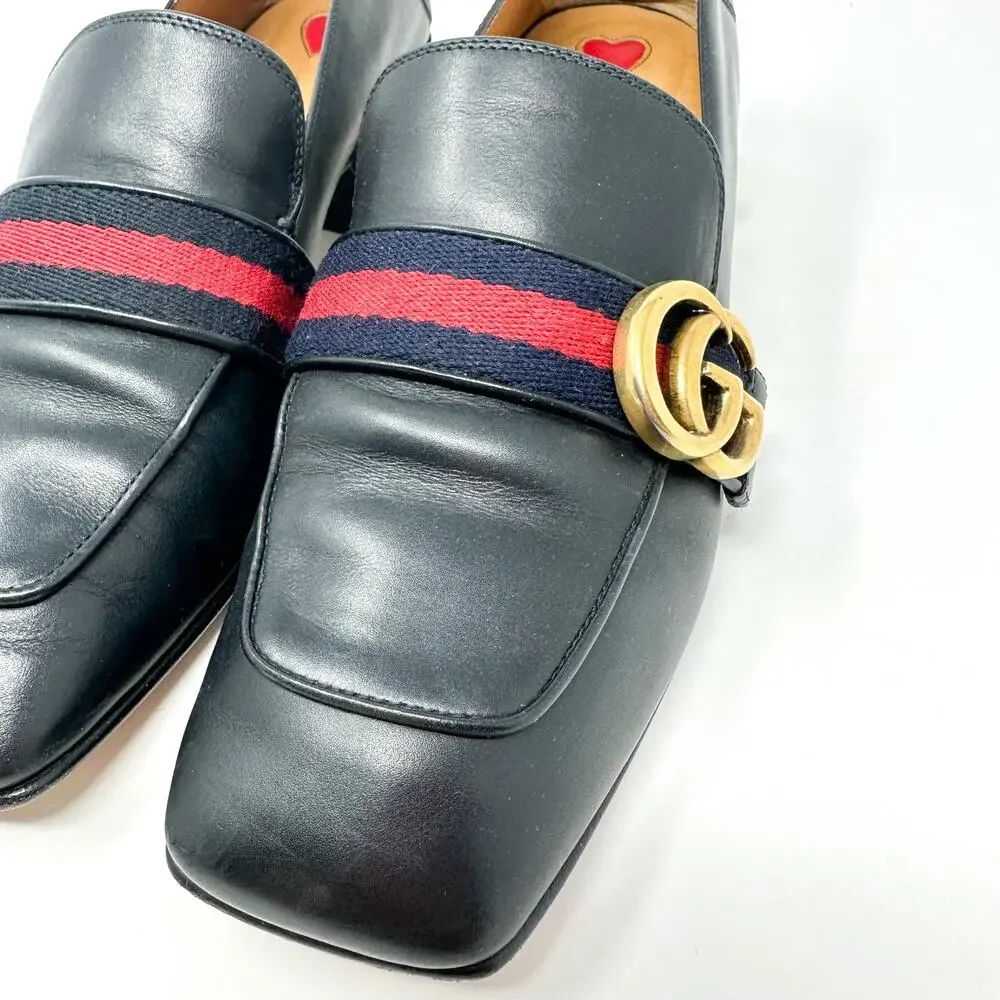 Gucci Peyton Pearl Heel Loafer Black EU 39 US 9